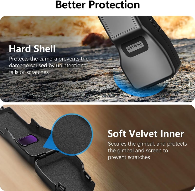 AMAZEAR Gimbal Screen Protective Cover for DJI Osmo Pocket 3 Accessories, Lens Cap Hard Case for Xtra Muse Gimbal Vlog Camera with Soft Lining, Compact Design, Quick Open/Close, Black - Image 4